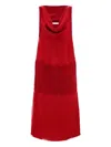 Ferragamo Cowl-neck Lace-insert Midi Dress In Red