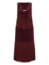 Ferragamo Cowl-neck Lace-insert Midi Dress In Red