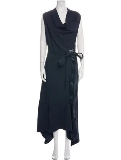 Pre-owned Ferragamo Cowl Neck Long Dress In Blue