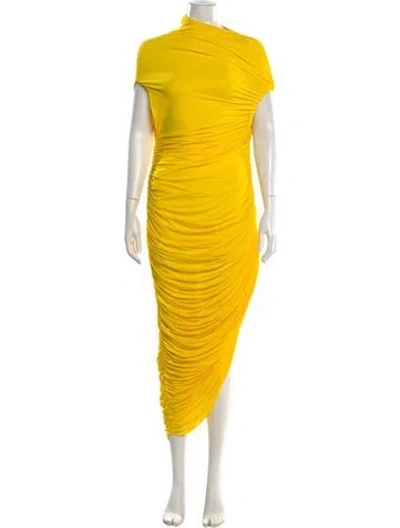 Pre-owned Ferragamo Cowl Neck Long Dress In Yellow