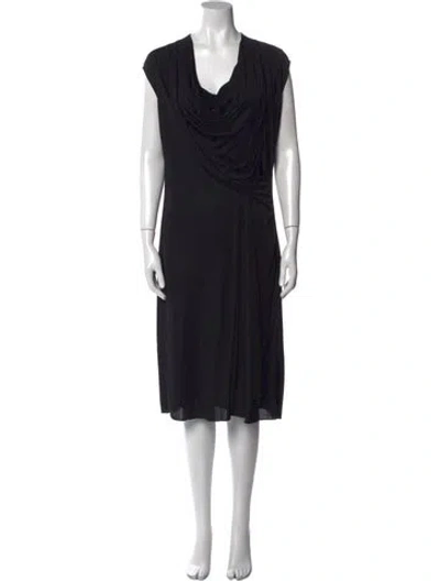 Pre-owned Ferragamo Cowl Neck Midi Length Dress In Black