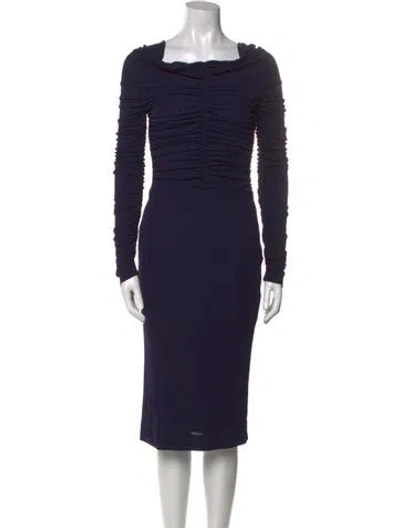 Pre-owned Ferragamo Cowl Neck Midi Length Dress In Blue