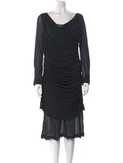 Pre-owned Ferragamo Cowl Neck Mini Dress In Black