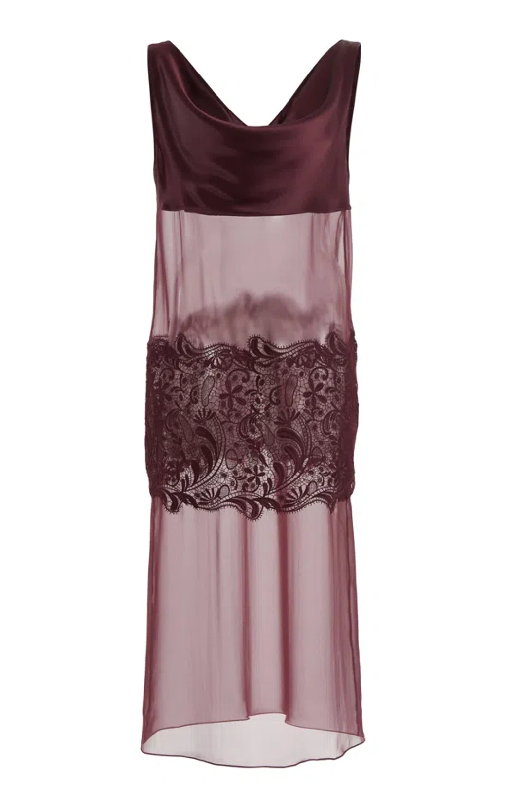 Ferragamo Cowl-neck Silk-chiffon Midi Dress In Burgundy | ModeSens