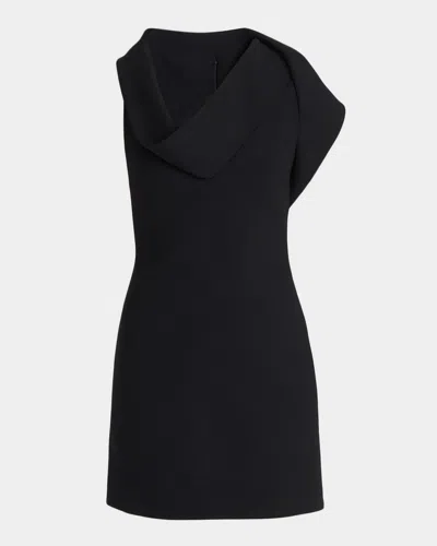 Ferragamo Cowl-neck Stretch Twill Mini Dress In Black