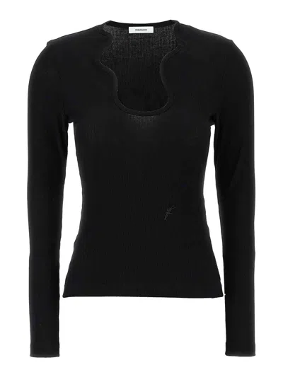 Ferragamo Shaped Neckline Sweater In Black