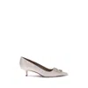 Ferragamo Slim Heel Pointed Toe Pumps In White