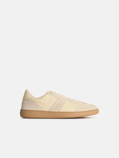 Ferragamo Cream Leather Achille 1' Sneakers