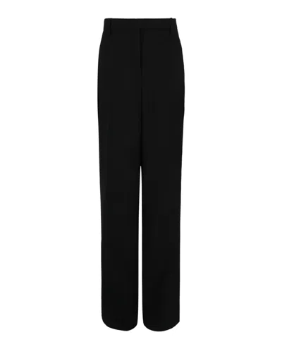 Ferragamo Creased Straight Leg Trousers In Black