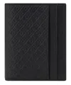 Ferragamo Compact Leather Card Holder With Embossed Pattern In Black