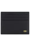 Ferragamo Leather Card Holder In Black