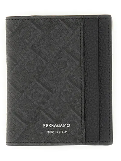 Ferragamo Credit Card Holder Monogram In Black