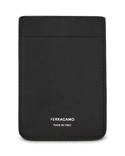Ferragamo Men's Florence Leather Magsafe Compatible Card Holder In Nero