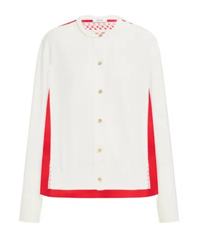 Ferragamo Silk Twill Cardigan In White