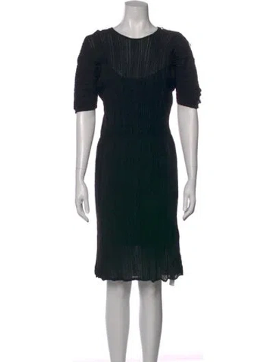 Pre-owned Ferragamo Crew Neck Knee-length Dress In Black