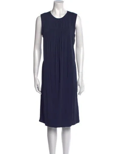 Pre-owned Ferragamo Crew Neck Knee-length Dress In Blue