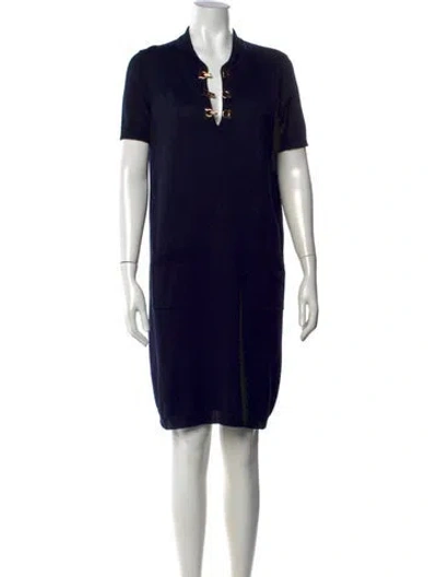 Pre-owned Ferragamo Crew Neck Knee-length Dress In Blue