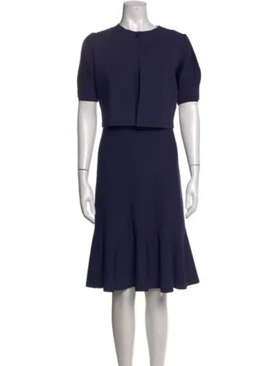 Pre-owned Ferragamo Crew Neck Knee-length Dress In Blue