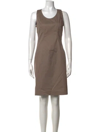 Pre-owned Ferragamo Crew Neck Knee-length Dress In Brown