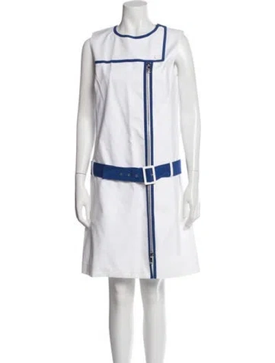 Pre-owned Ferragamo Crew Neck Knee-length Dress In White