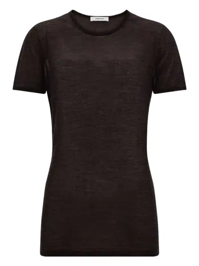 Ferragamo Crew-neck Knitted T-shirt In Black