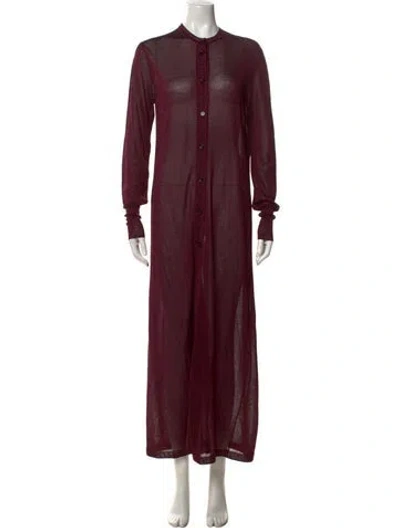 Pre-owned Ferragamo Crew Neck Long Dress In Burgundy