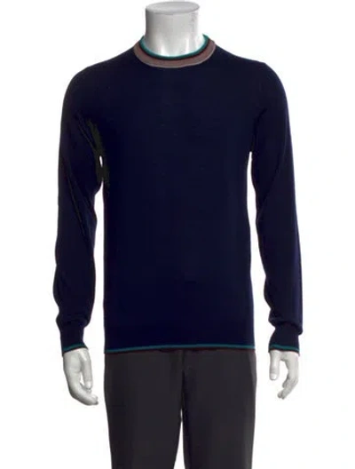 Pre-owned Ferragamo Crew Neck Long Sleeve Pullover In Blue