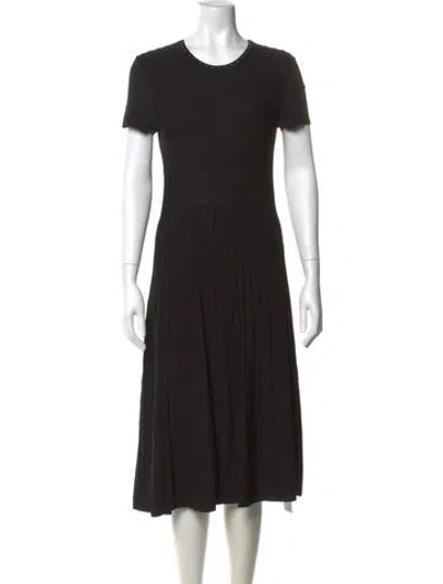 Pre-owned Ferragamo Crew Neck Midi Length Dress In Black