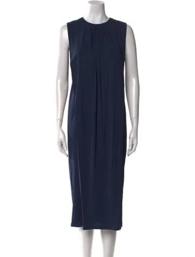 Pre-owned Ferragamo Crew Neck Midi Length Dress In Blue