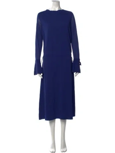 Pre-owned Ferragamo Crew Neck Midi Length Dress In Blue