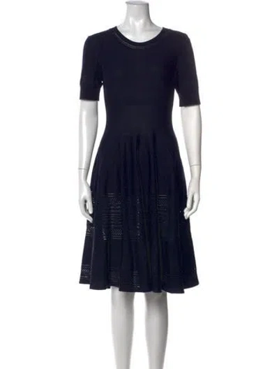 Pre-owned Ferragamo Crew Neck Midi Length Dress In Blue