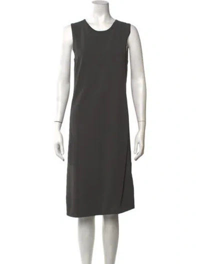 Pre-owned Ferragamo Crew Neck Midi Length Dress In Grey
