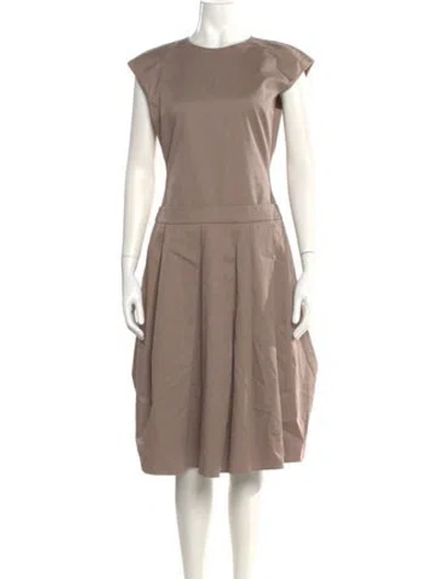 Pre-owned Ferragamo Crew Neck Midi Length Dress In Pink