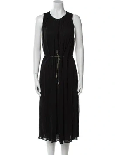 Pre-owned Ferragamo Crew Neck Midi Length Dress W/ Tags In Multi