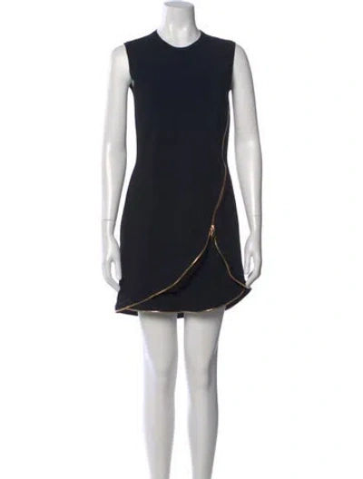 Pre-owned Ferragamo Crew Neck Mini Dress In Black