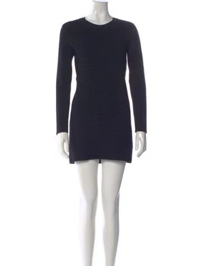 Pre-owned Ferragamo Crew Neck Mini Dress In Black