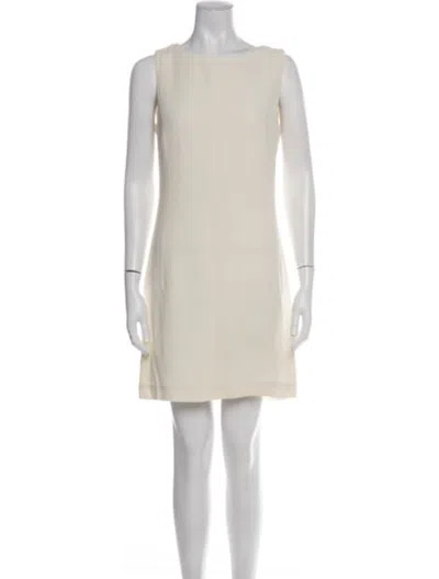Pre-owned Ferragamo Crew Neck Mini Dress In Neutrals