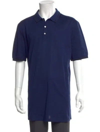 Pre-owned Ferragamo Crew Neck Short Sleeve Polo Shirt In Blue