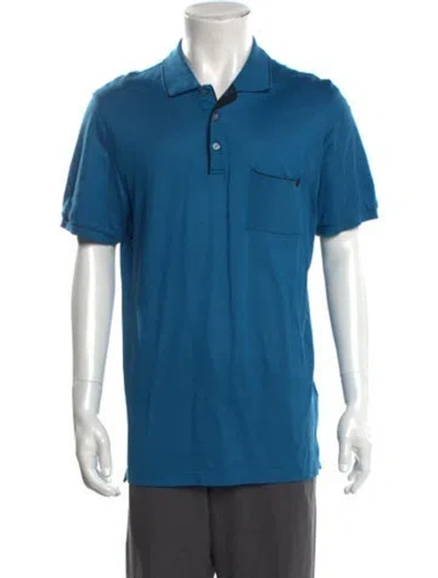 Pre-owned Ferragamo Crew Neck Short Sleeve Polo Shirt In Blue