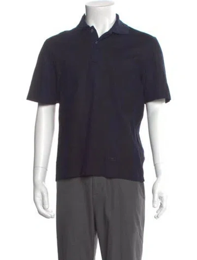 Pre-owned Ferragamo Crew Neck Short Sleeve Polo Shirt In Blue