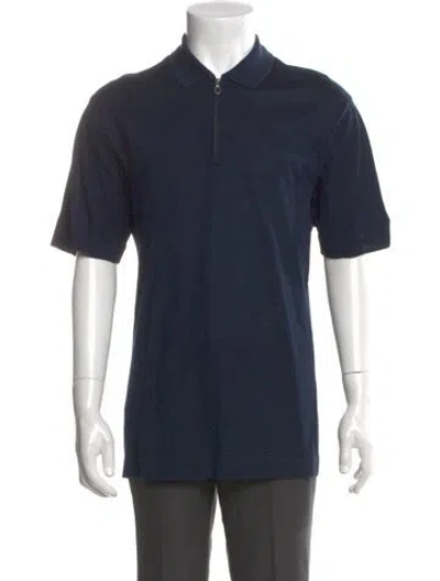 Pre-owned Ferragamo Crew Neck Short Sleeve Polo Shirt In Blue