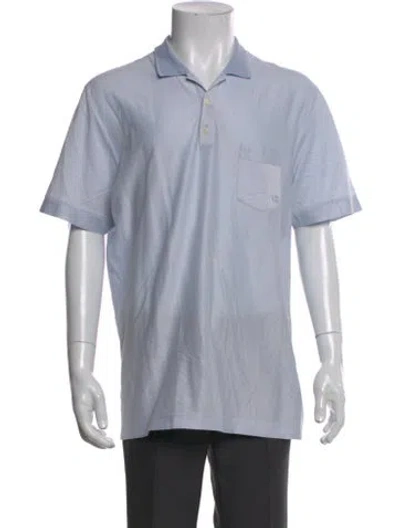 Pre-owned Ferragamo Crew Neck Short Sleeve Polo Shirt In Blue