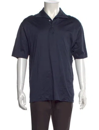 Pre-owned Ferragamo Crew Neck Short Sleeve Polo Shirt In Blue