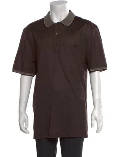 Pre-owned Ferragamo Crew Neck Short Sleeve Polo Shirt In Brown