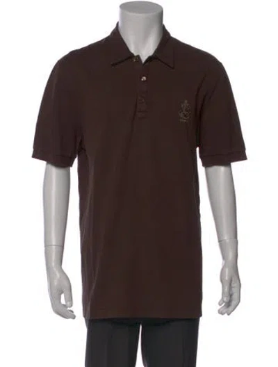 Pre-owned Ferragamo Crew Neck Short Sleeve Polo Shirt In Brown