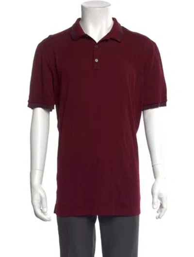 Pre-owned Ferragamo Crew Neck Short Sleeve Polo Shirt In Burgundy