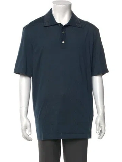Pre-owned Ferragamo Crew Neck Short Sleeve Polo Shirt W/ Tags In Blue