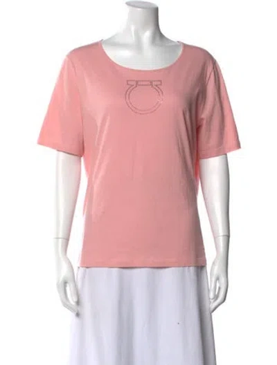 Pre-owned Ferragamo Crew Neck Short Sleeve T-shirt In Pink