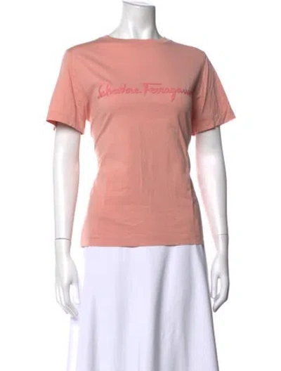 Pre-owned Ferragamo Crew Neck Short Sleeve T-shirt In Pink
