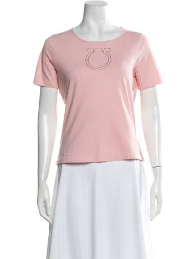 Pre-owned Ferragamo Crew Neck Short Sleeve T-shirt In Pink